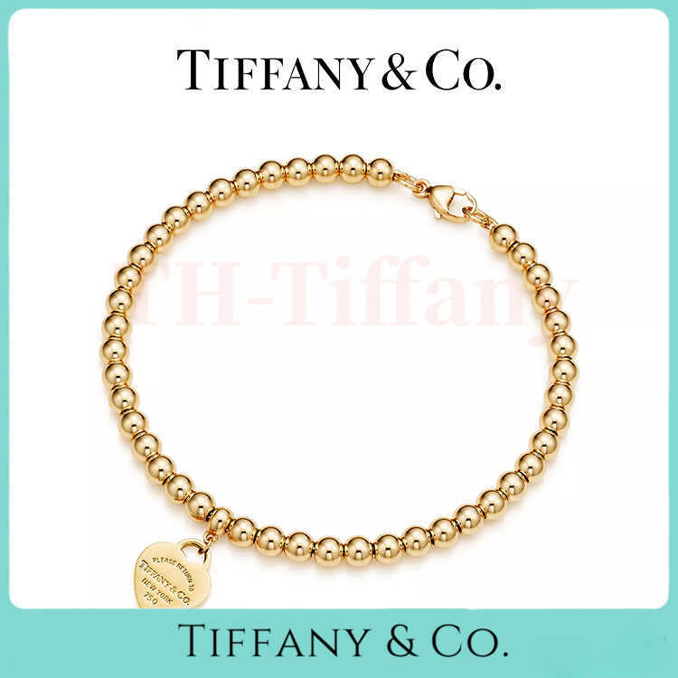 กำไลหัวใจ Tiffany&Co Return To ทอง18K แกะสลักสัญลักษณ์รัก ลายลูกปัด เครื่องประดับสมัยโบราณ