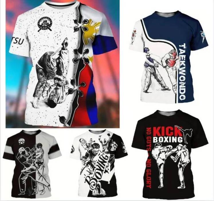 ผู้ชายเทควันโดกราฟิกพิมพ์เสื้อยืด 3D Kick Boxing Dojo แฟชั่นแขนสั้นลูกเรือคอ T เสื้อฤดูร้อน Unisex M