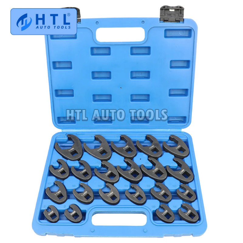 21 Piece Metric Crowfoot Wrench Set 1/2 inches and 3/8 inches Drive Sizes 8mm-32mm Cr-Mo Flare Nut