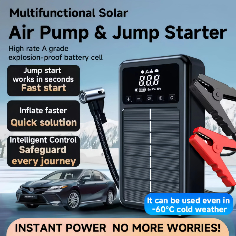 Jump Starter with Air Compressor with Solar Panel 12V Car Battery Starter (7.0L Gas/5.5L Diesel) 15