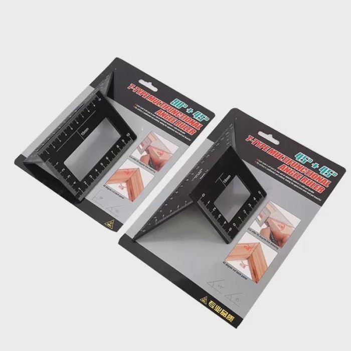 Multifunction Woodworking Square Ruler 45 Degree Angle Measurement Measuring Tool 90 Guide T 3D Mar