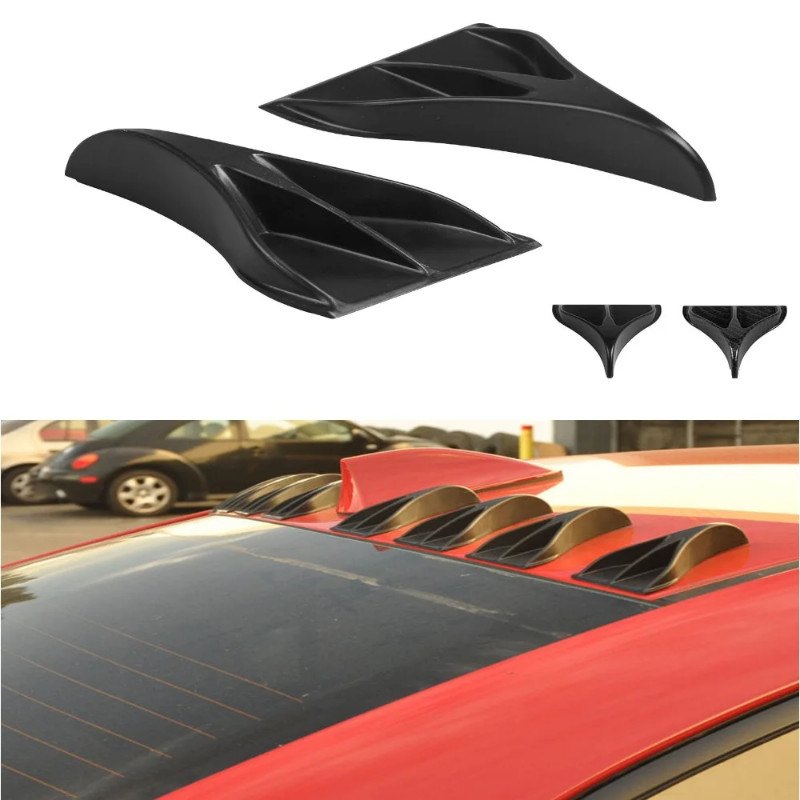 7PCS  Black Carbon Fiber Look Universal Vortex Generators Roof Shark Fins Spoiler Wing Kit for Car