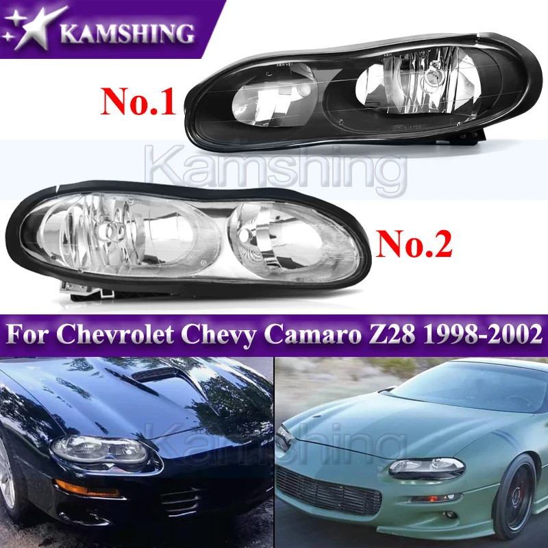 Kamshing 1pair Front Bumper Headlight For Chevrolet Chevy Camaro Z28 1998-2002 Headlamp Head Lamp H
