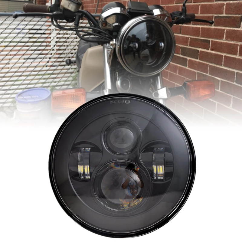7Inch Motorcycle LED Headlight Black for Kawasaki Vulcan VN 500 750 800 900 1600 1700 1500 for 93-0