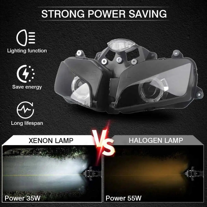 Motorcycle Headlight Hi-Lo Beam LED Lights Headlamp Angel Devil Eyes Headlight Assembly For Honda C