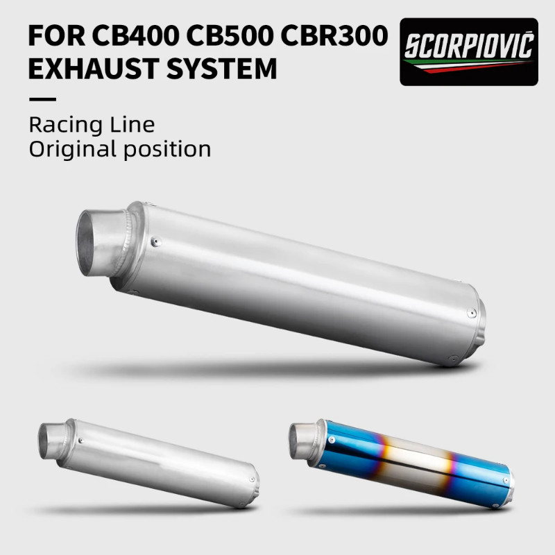 Motorcycle Exhaust Universal Pitbike Muffler Motorcycle Modified Stainless Steel WRS Pipe For CB400