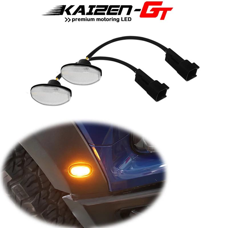 Clear Lens 12-SMD Amber LED Front Side Marker Running Lights For 2010-2014 Ford Raptor Bumper Fende