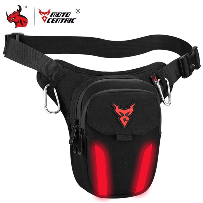 Motorcycle Leg Tools Bag Cycling Waterproof LED Lights Biker Waist Bag for Moto Travel Hiking Refle
