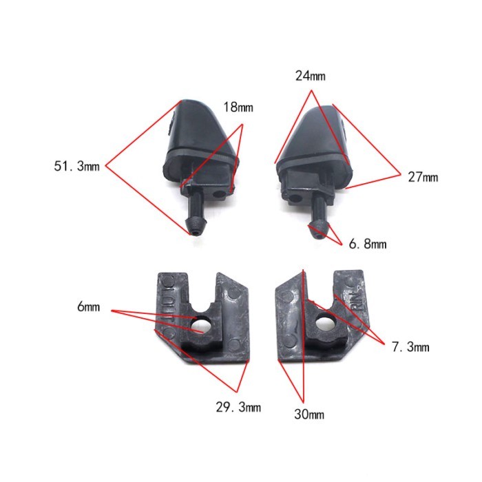 2pcs Front Headlight Washer Jet Nozzles For Mazda 6 M6 GG1 2002-2008 OE#GR1A518G0A