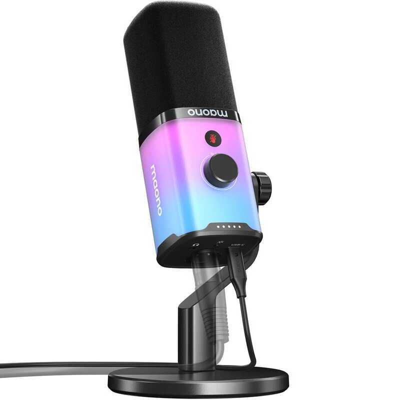 C MAONO Pd100x Gaming Mic,Usb/Xlr Dynamic Microphone With Noise Reduction,Mute,Headphone Jack,Rgb M
