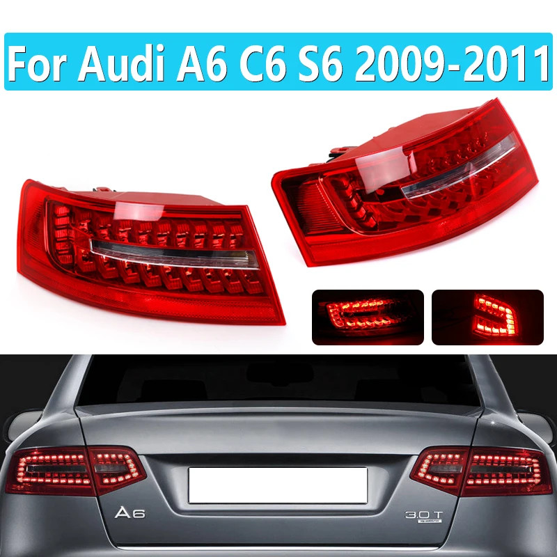 Car Tail Light Assembly For Audi A6 C6 S6 Quattro RS6 Saloon Sedan 2009-2011 LED Turn Signal Brake