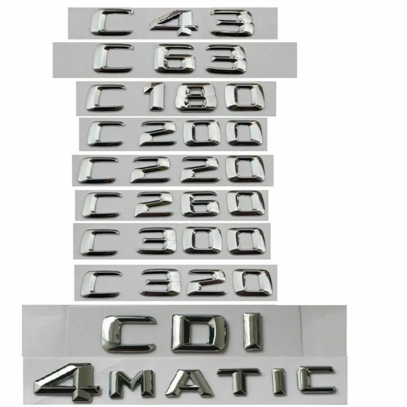 4matic CDI Chrome Plated Letter Logo Suitable for Mercedes Benz A B C GLK CLA-Class C63 C43 C55 C18