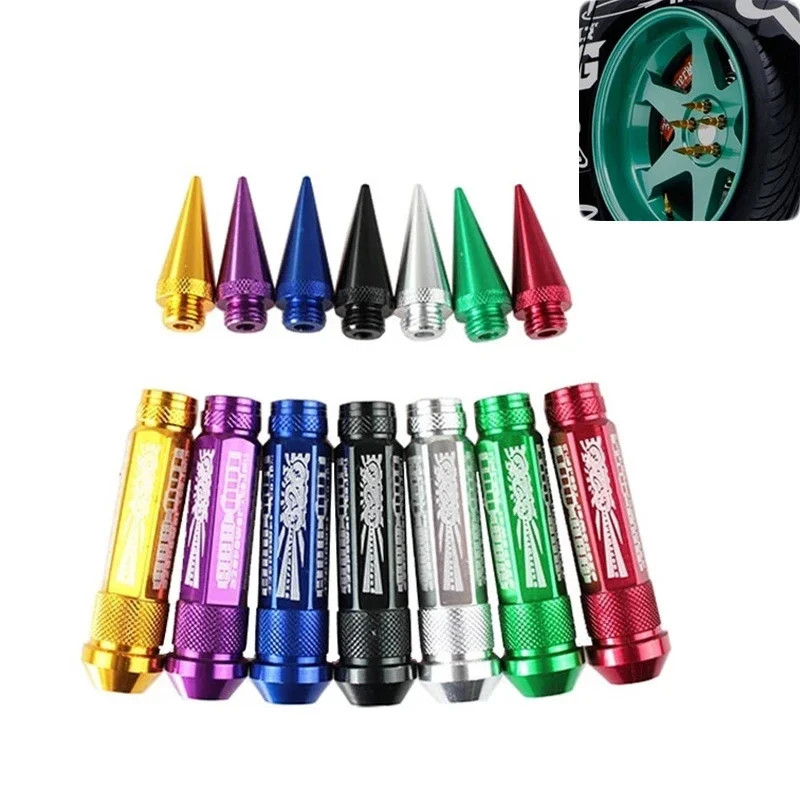 326 Power Car Accessories Racing Wheel Lug Nuts Screw M12x1.5 / 1.25 Aluminum Universal Spiked Lock