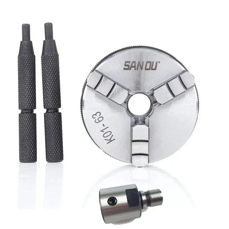 63mm 2.5" LATHE Chuck three Jaw Manual mini Self-Centering Chuck Sanou K01-63 with Connecting rod C
