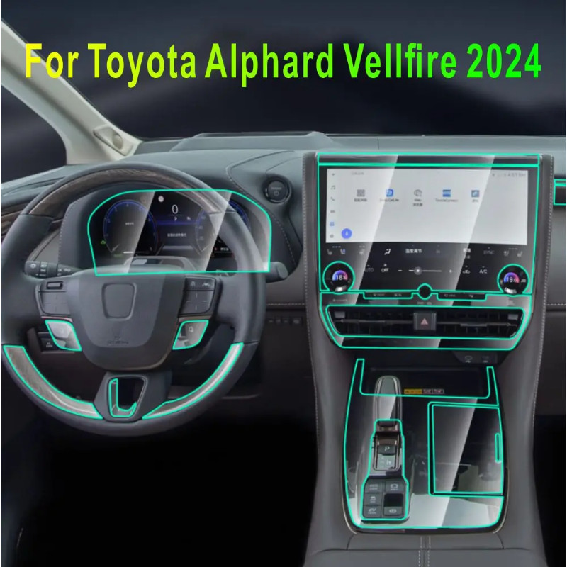 For Toyota Alphard Vellfire 2024 Interior Accessories film transparent TPU Gear Panel Center Consol
