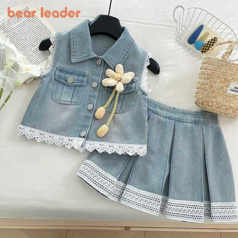 C B Leader Summer New Korean Version 3D Wer Lace Cowboy Vest Top + Pleated Skirt Two-Piece Set 2-7