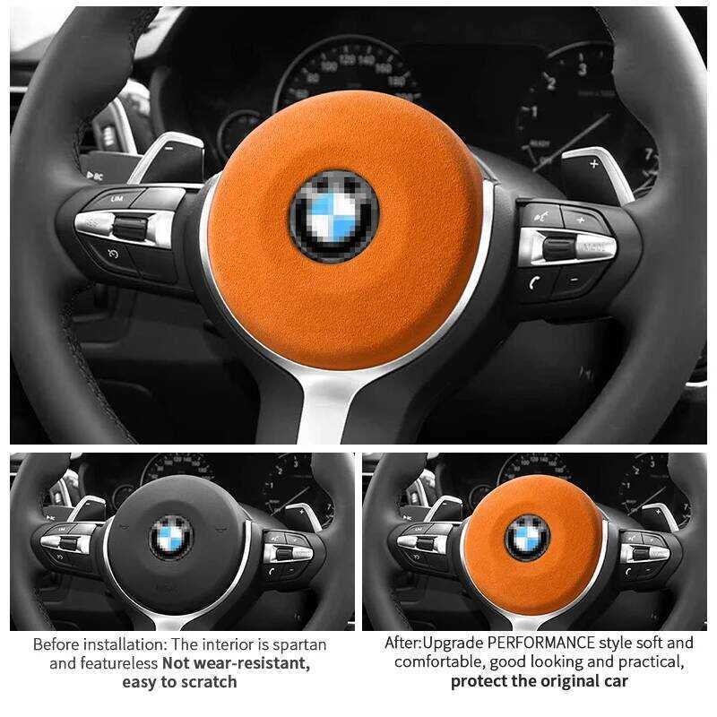 ▥ For BMW 1Er 2Er 3Er 5Er X1 X2 X3 X4 X5 X6 Made Olcantara Steering Wheel Panel Cover Boot D
