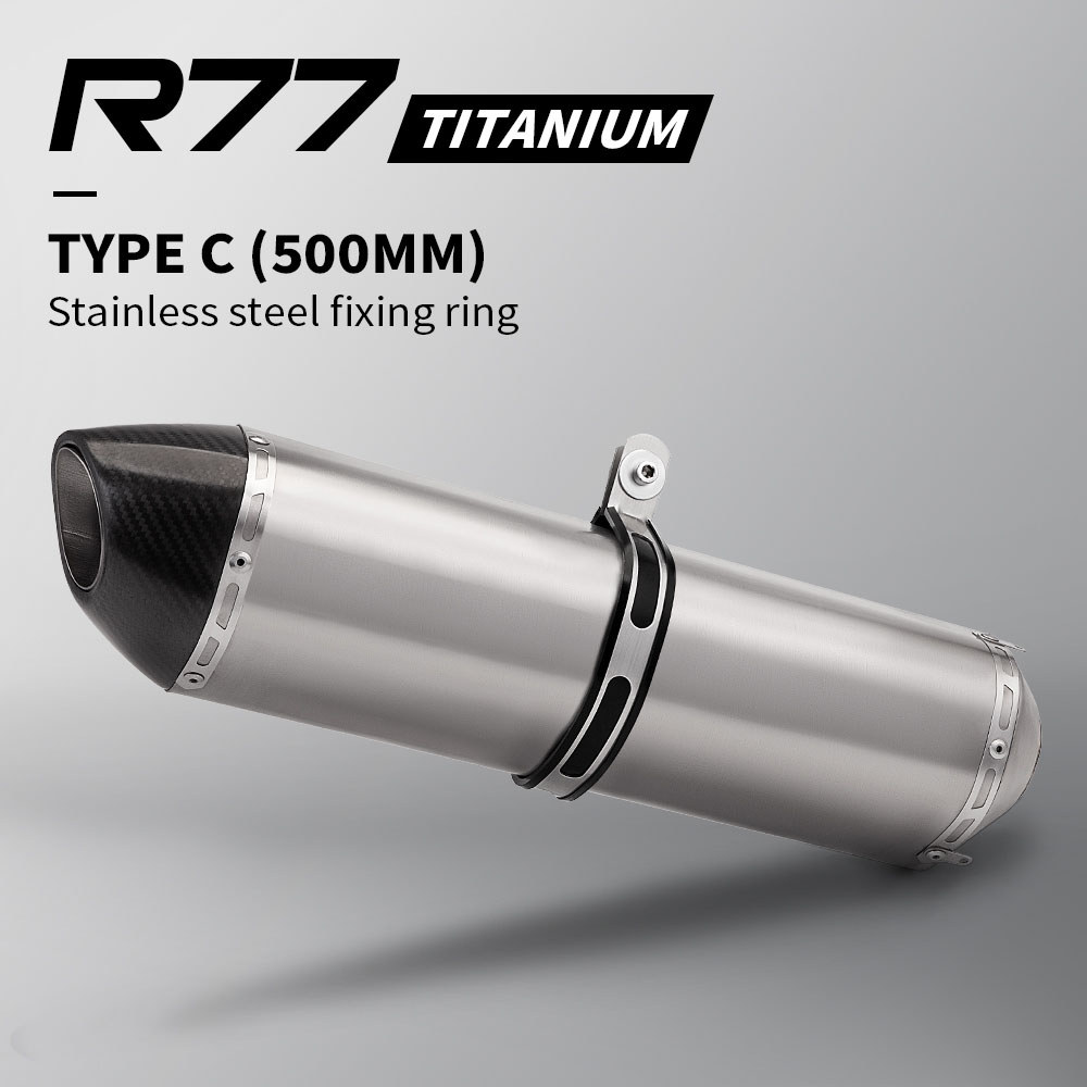 51mm Universal ไทเทเนียมรถจักรยานยนต์ไอเสีย R77 Muffler สําหรับ Z400 Z900 Z1000 MT07 MT09 CB190 R1200GS G310R CBR650 R3 Z1000