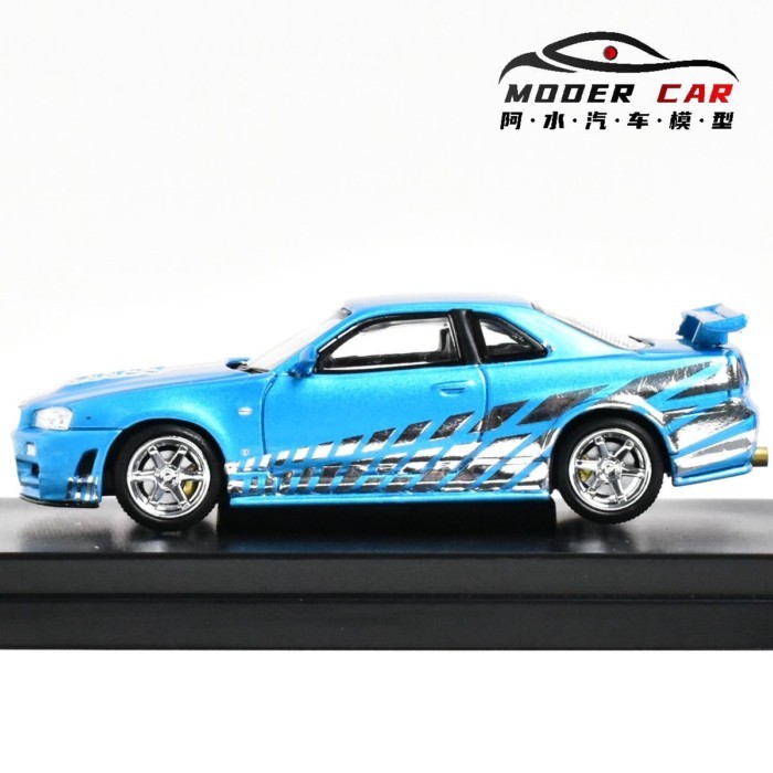 Skyline GTR R34 เครื่องประดับโมเดลรถอัลลอย