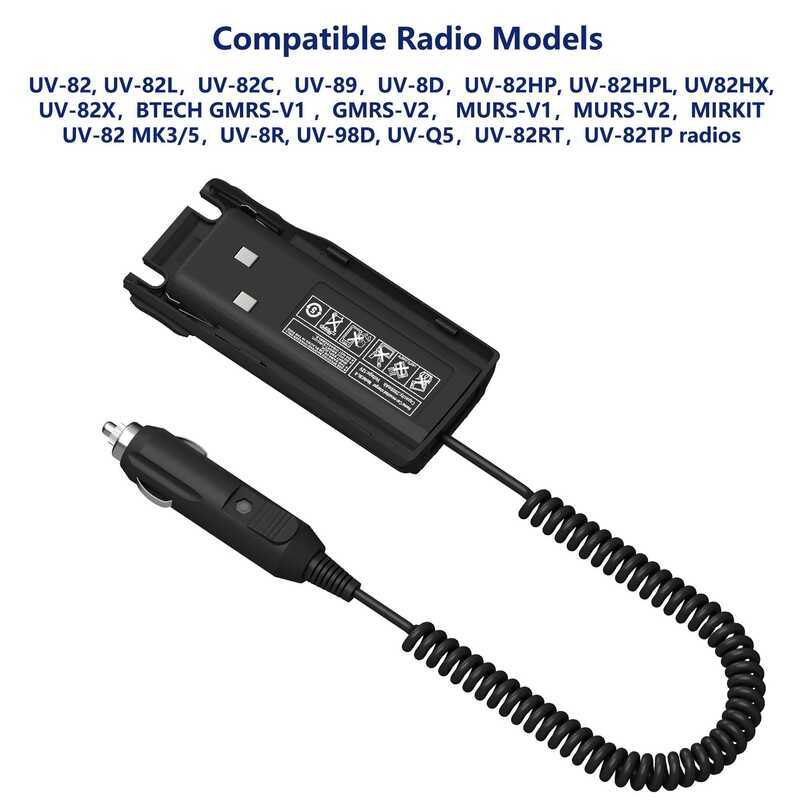 ▥ Uv-82 Walkie Talkie แบตเตอรี่ Eliminator Car Charger ไฟแช็ก 12V สําหรับ  Uv-82L Uv-89