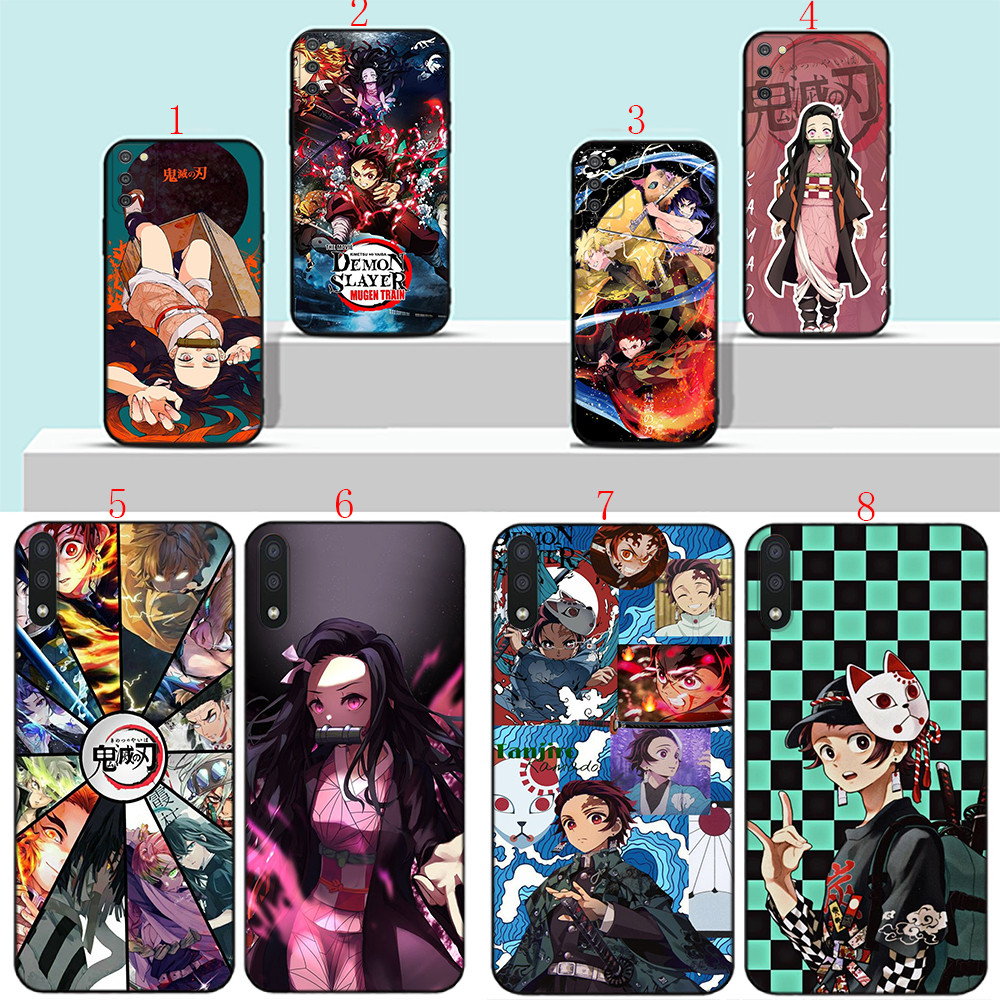 OPPO A18 A38 A58 A74 A78 A98 A79 A91 F15 N6 น่ารัก Demon Slayer เคสโทรศัพท์สีดํานุ่ม