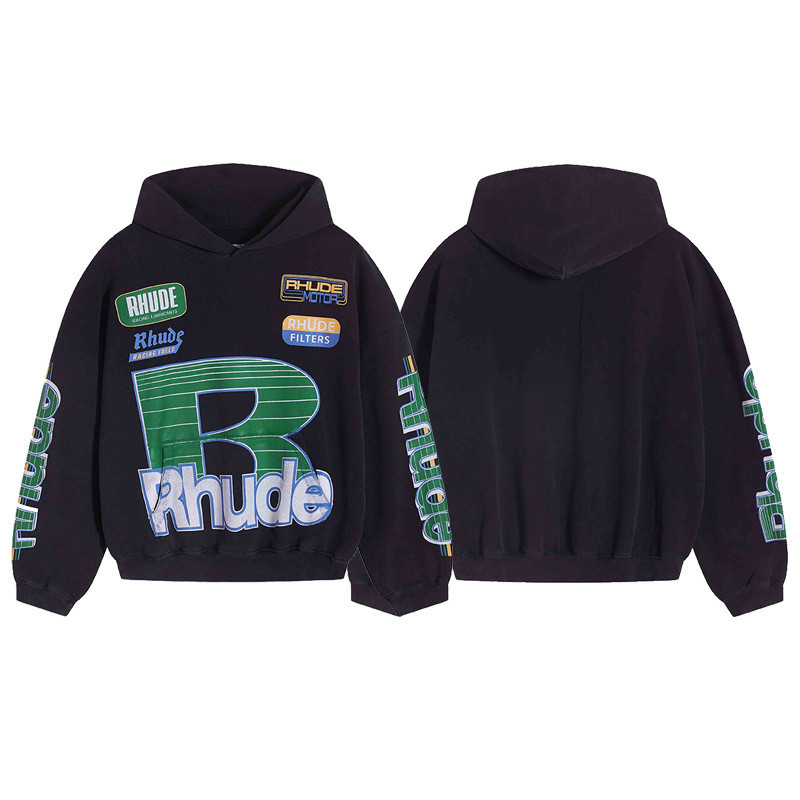 RHUDE HOODIE สไตล์วินเทจทึมๆ สำหรับทุกเพศ ทรงฟิตแต่สวมใส่ง่าย