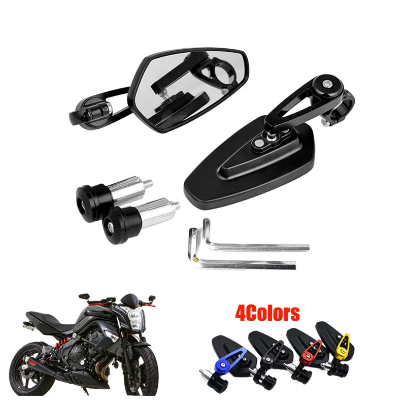 7/8"22mm Handle Bar End Mirrors For KAWASAKI Z250 Z300 Z750 Z750S Z800 Z900 Z1000 Rearview Mirror H