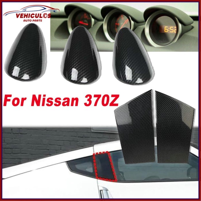 New Carbon Fiber Exterior Car Window Pillar Trim Cover & Carbon Fiber Pattern Interior Gauge-Pad Co