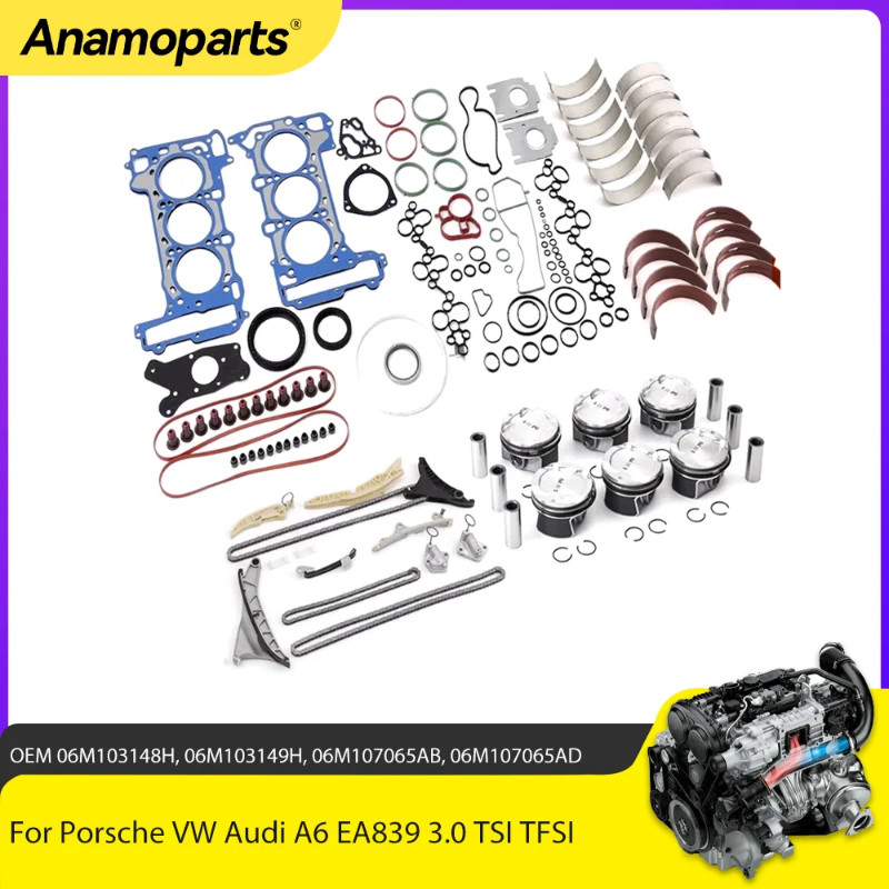Engine Overhaul Rebuild Kit w/ Timing Fit 3.0 T GAS V6 For Porsche VW Audi A6 EA839 3.0 TSI TFSI 06