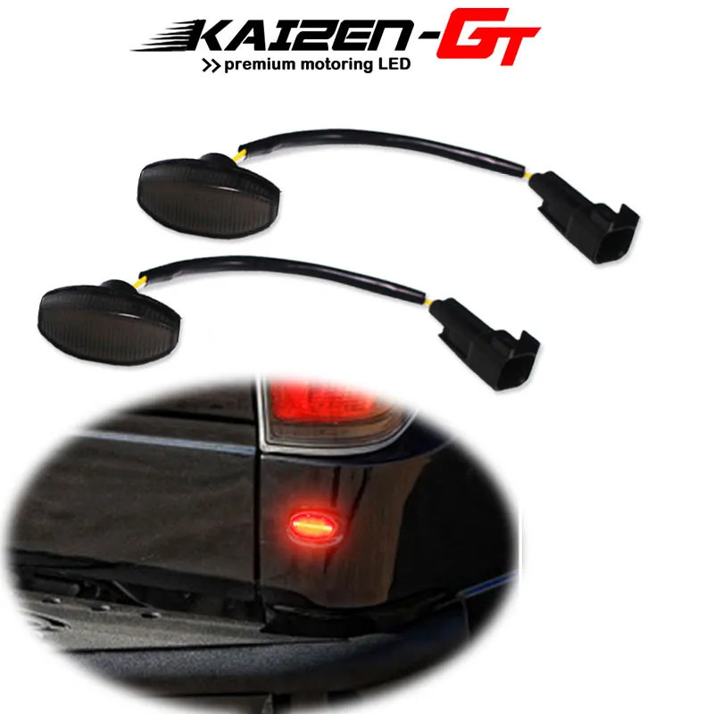 Smoked / Clear Lens Red 12-SMD LED Rear Bumper Tailgate Sidemarker Lights For 2010-2014 Ford Raptor