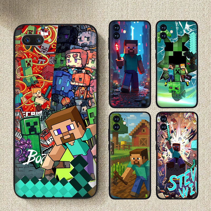 Realme 5 5i 5s 6i 5Pro 6 6S 6Pro 7 7i 7Pro C17 Q XT X2 K5 3 3Proเคสโทรศัพท์82L4 Minecraftซิลิโคนสีดํ