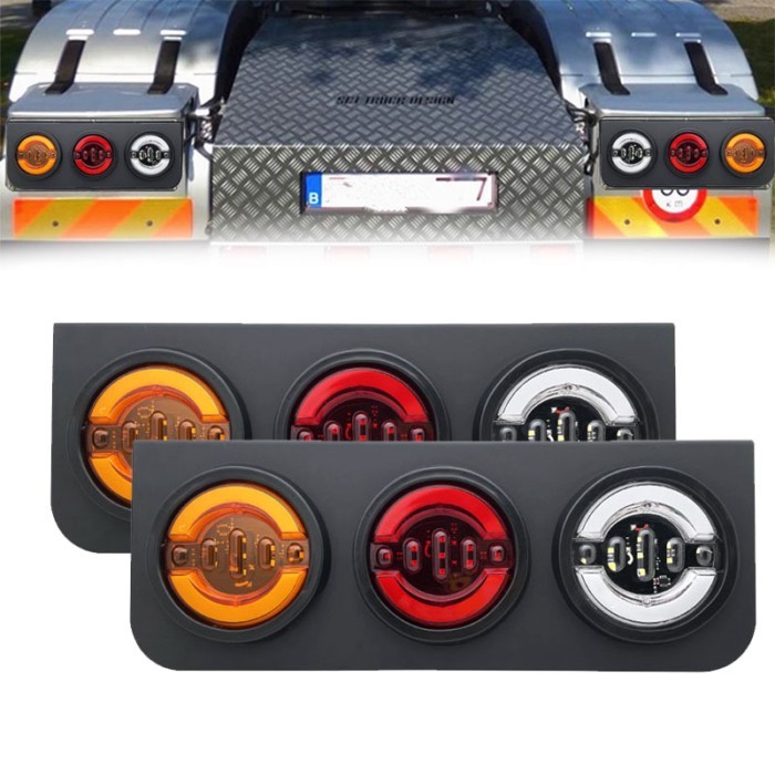 2Pcs LED Tail Lights Trailer Rear Flashlight 24V Truck Rear Lights Running Turn Signal Brake Revers
