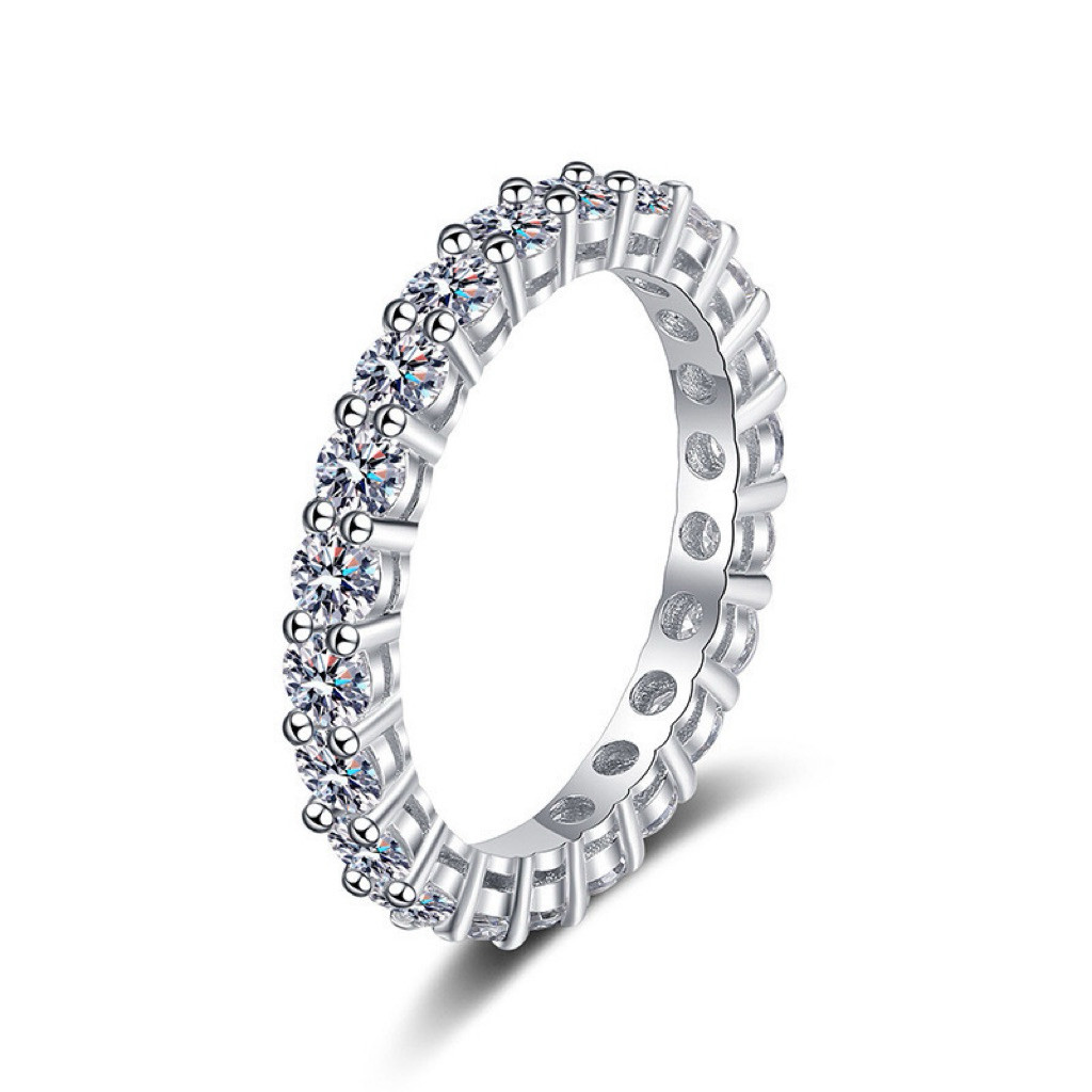 R04 925 Sterling Silver Moissanite Ring-Simplicity Chain