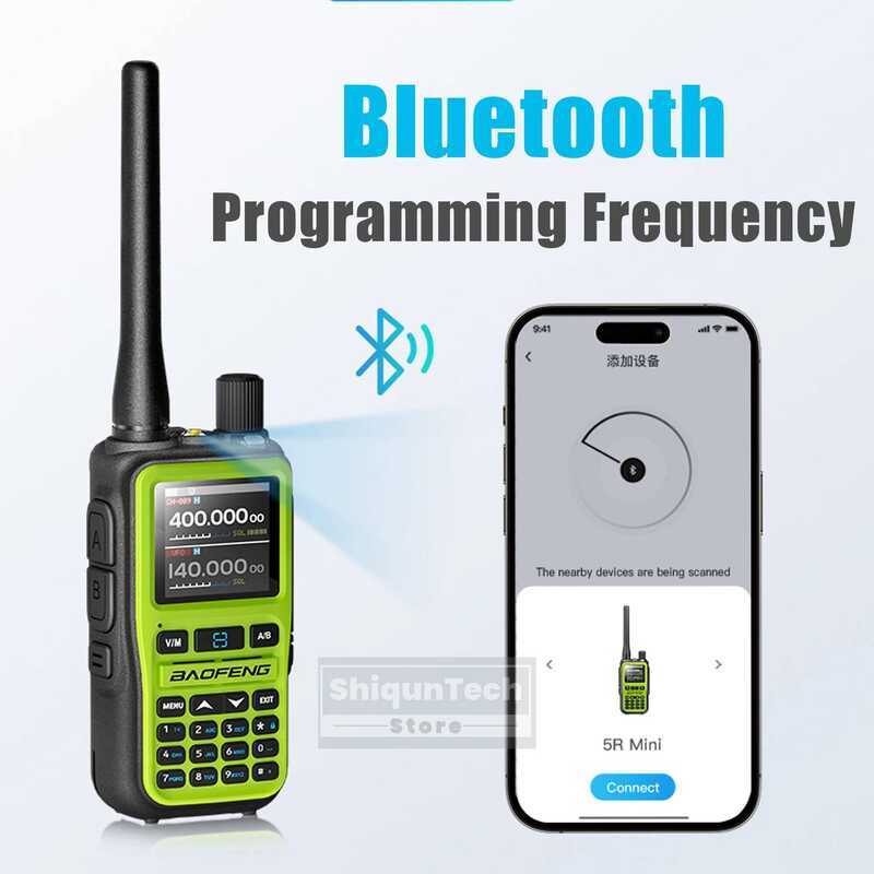 ▥ 2Pcs  5R Walkie Talkie Type-C Charger ไร้สายสําเนาความถี่ FM Uv-5R Mini Ham วิทยุ