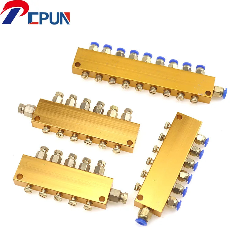 TK/B-6-8 Adjustable Oil Distributor Lubrication Pump Oil Divider Yellow Aluminum Plated Copper Hand