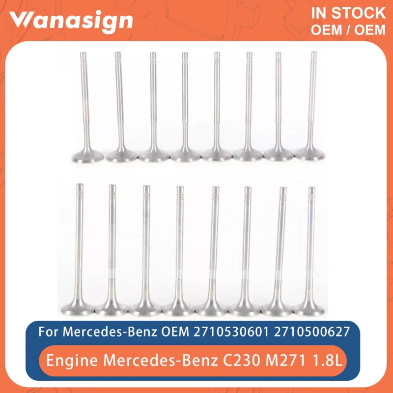16PCS Engine Intake & Exhaust Valve Set Fit 1.8 L For Mercedes-Benz C200 C180 C230 SLK200 W203 W204
