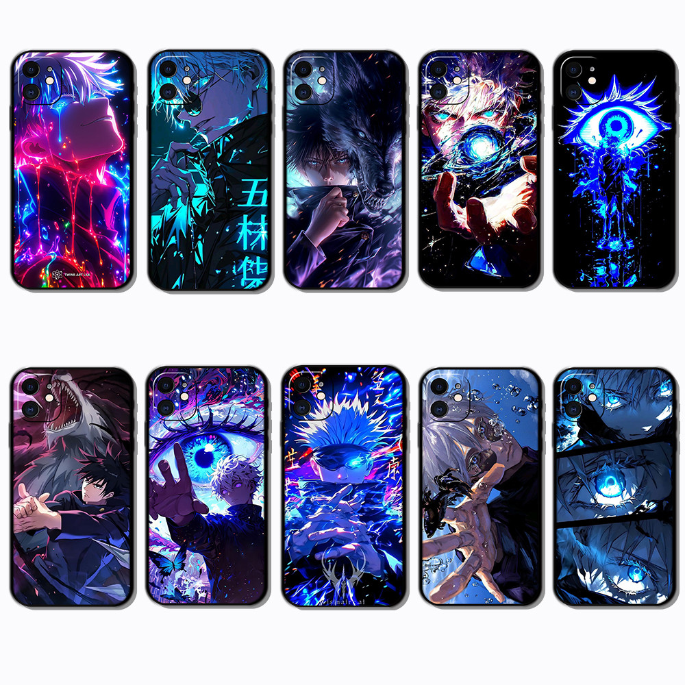 IPhone 11 11Pro 11Pro Max EB11 Jujutsu Kaisen Gojo Satoru อะนิเมะแฟชั่นเคสโทรศัพท์สีดํานุ่ม