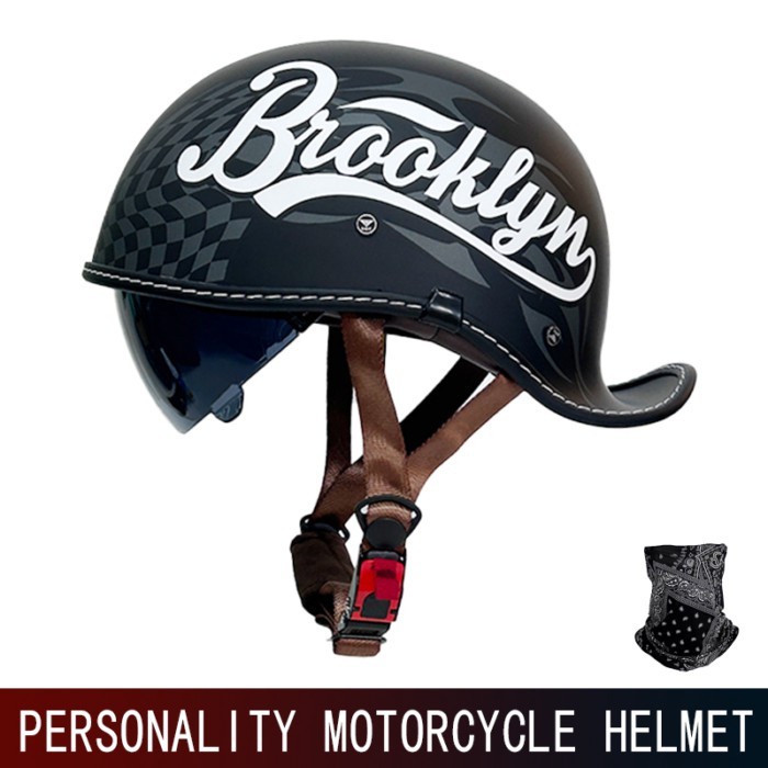 Explosions Motorcycle Motorcycle Retro Helmet Male Knight Personality Bucket Japanese Half Helmet B