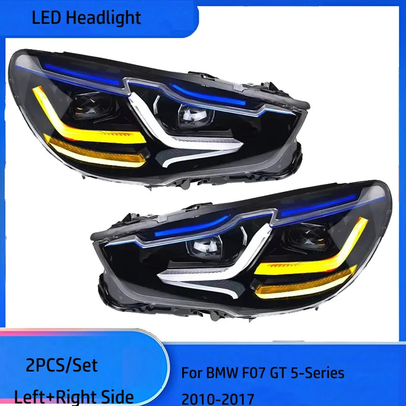 2PCS LED Headlight For BMW F07 GT 5-Series 2010-2017 5GT F07 Modified Car Styling LED DRL Front Hea