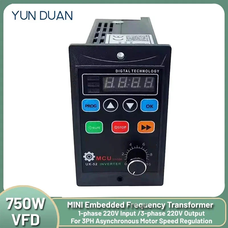 Mini Inverter Embedded VFD 750W Frequency Changer 1HP Frequency Transformer for 3PH Asynchronous Mo
