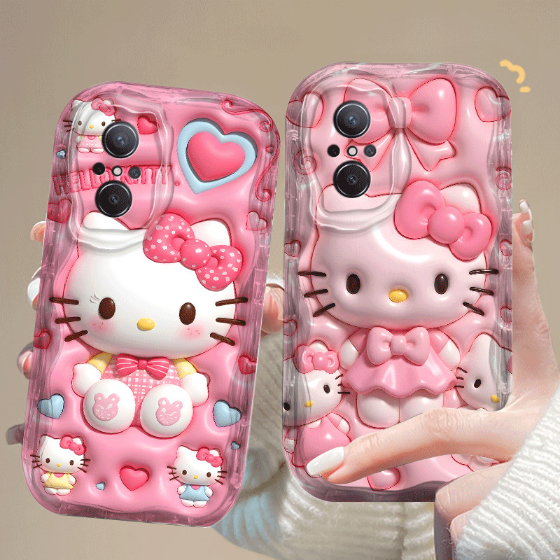 ปลอกสําหรับ VIVO T1 5G SNAPDRAGON 778G น่ารัก Hello Kitty การ์ตูน 2D ซิลิโคนอ่อนนุ่ม TPU กันกระแทกโท