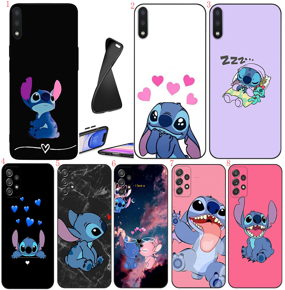 Realme 5 5i 5s Pro 6 6i 6 Pro 7 7i 8Pro C35 C55 Narzo N65 W13 อะนิเมะ Lilo Stitch เคสโทรศัพท์สีดํานุ