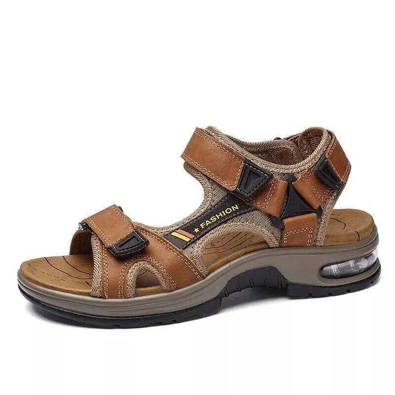 C Brand Summer Men's Sandals Genuine Leather Men Slippers Gladiator Men Beach Sandals Soft Comforta