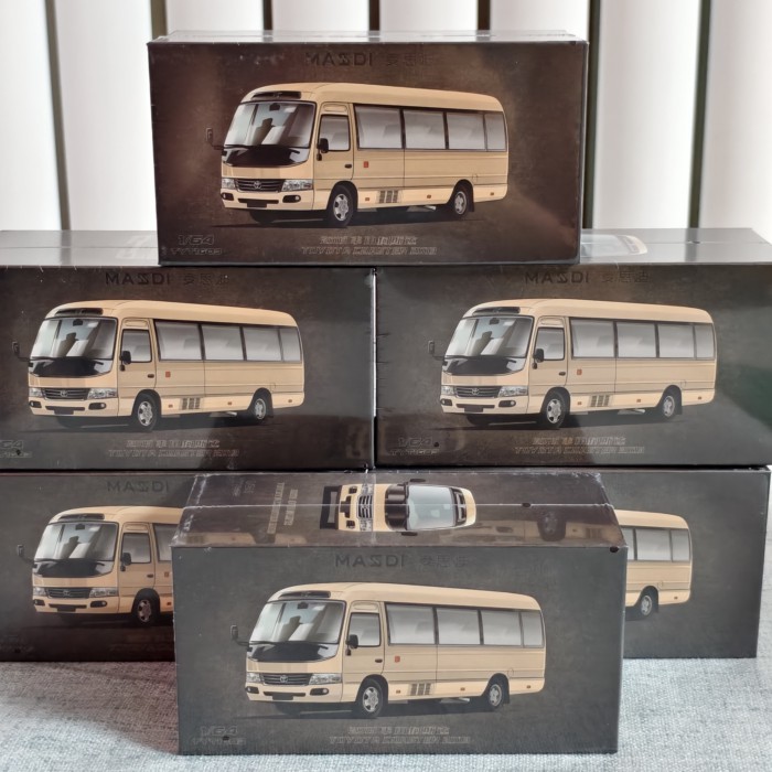 Mesdi Toyota Costa Costa Costa Alloy Bus รถบัสขนาดกลาง 1/64 รถรุ่นรุ่นปรับปรุงแชมเปญทอง