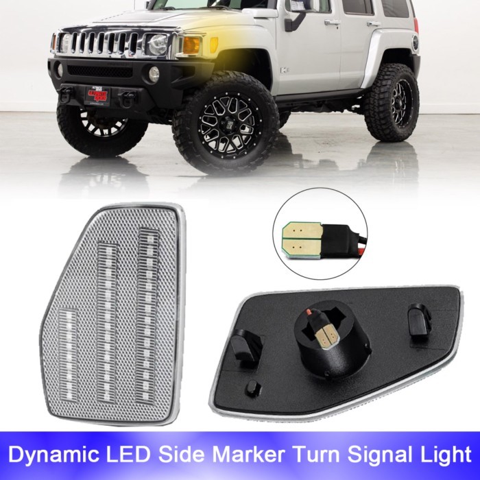 2Pcs Canbus Front Fender LED Side Marker Lights For Hummer H3 2006-2010 Hummer H3T 2009-2010 Access