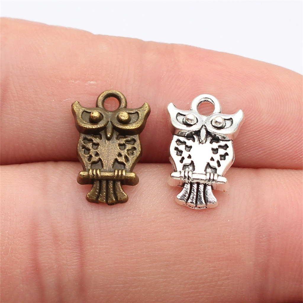 นกฮูกภูมิปัญญา Nocturnal Bird Charm โบราณ Bronze สังกะสีโลหะผสมเครื่องประดับทําอุปกรณ์สําหรับผู้หญิงลูกปัด Charms มาใหม่ล่าสุด