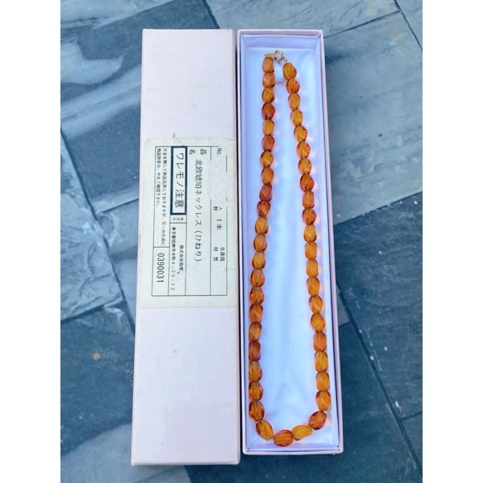 สร้อยคออำพันแท้บิดเกลียว ตะขอทองแท้ 18k