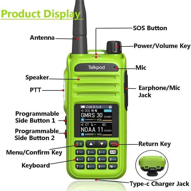 ▥ Talkpod A36plus GMRS มือถือสองทางไร้สายอินเตอร์คอม, การรับ VHF Uhf, เอาต์พุต 5W, 512 ช