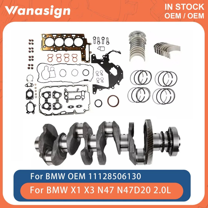 Engine Full Gasket Set Crankshaft W/ Teeth Piston Ring Bearing Shell Fit 2.0 L For BMW X1 X3 520d N