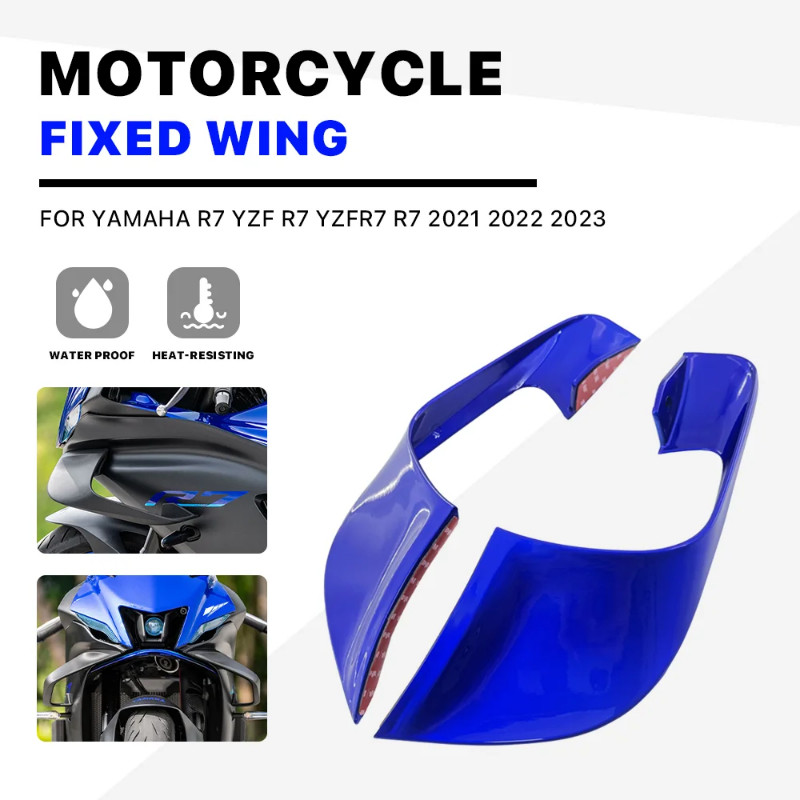 Bule Fixed Wind Wing For YAMAHA R7 YZF R7 YZFR7 R7 2021 2022 2023  Motorcycle Wing Aerodynamic Fair